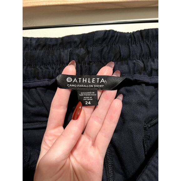 NWT Athleta Camo Farallon Shorts Drawstring Pull On Navy Blue Plus Size 24 - Picture 7 of 14